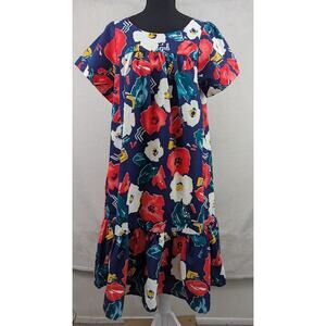 Leisure Life Vintage Women's Sz M Multicolor Floral Short Sleeve Dress 0430